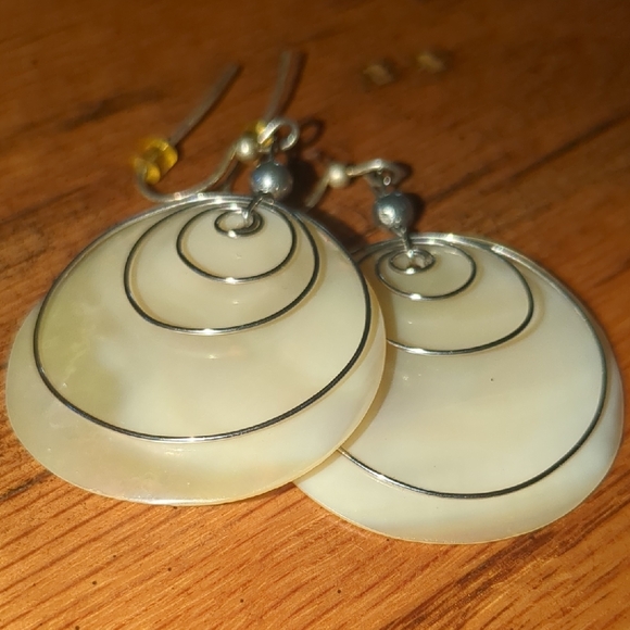 Jewelry - •Mother-of-Pearl Wired Wrapped Round Earrings